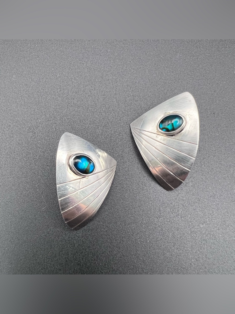 Sterling Silver Paua Shell Fan Earrings